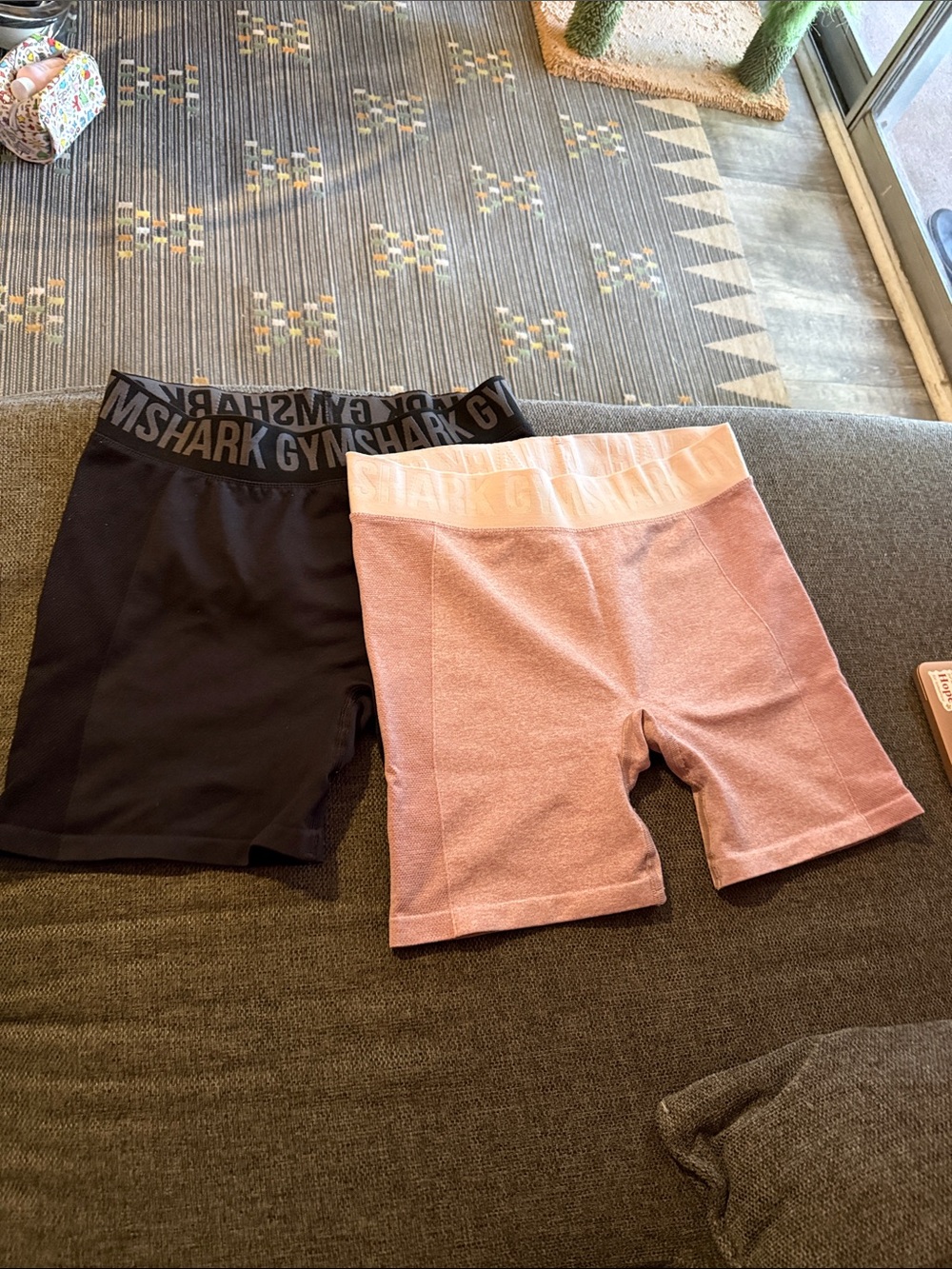 Gymshark Black & Dusty Rose Seamless High-Waist Biker Shorts set of 2